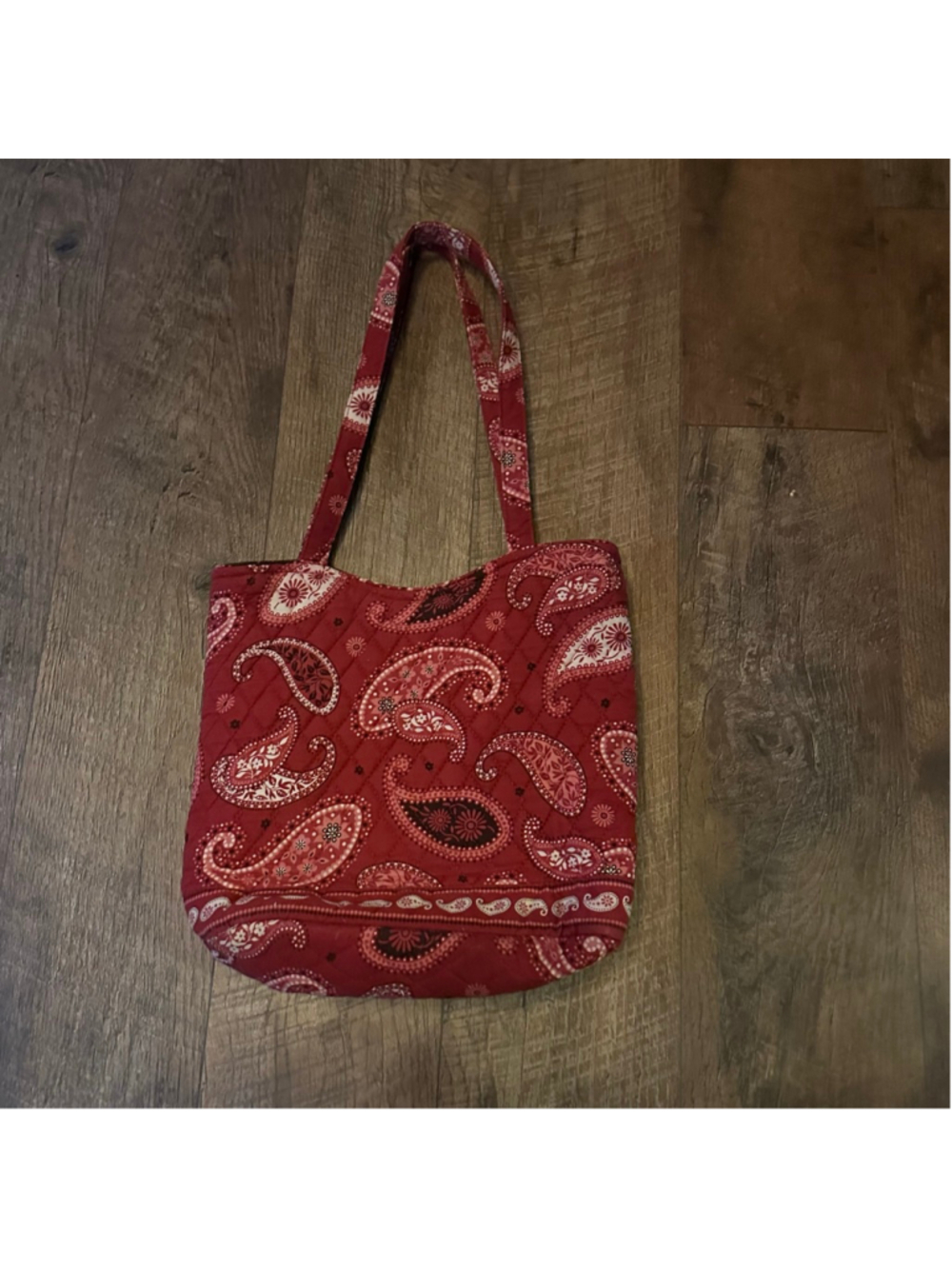 Women's Vera Bradley Red Paisley Quilted Tote Bag Summer - Picture 6 of 9
